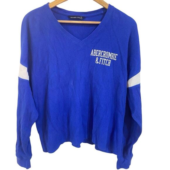 Abercrombie waffle knit blue white size XL long sleeve - Picture 1 of 5